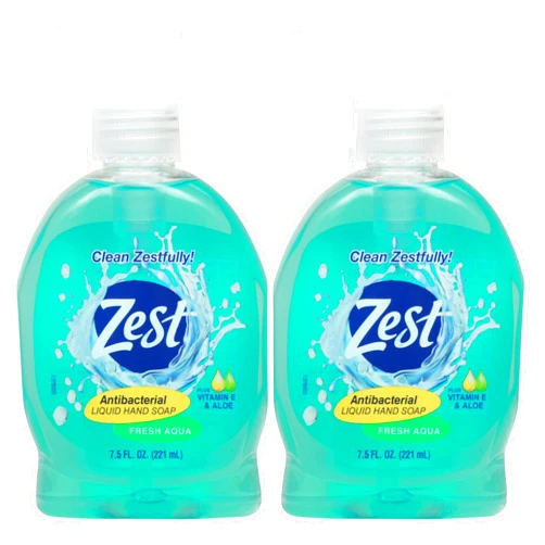 Zest Antibacterial Liquid Hand Soap Fresh Aqua Plus Vitamin E & Aloe 7.5 Fl. Oz (Pack of 2)