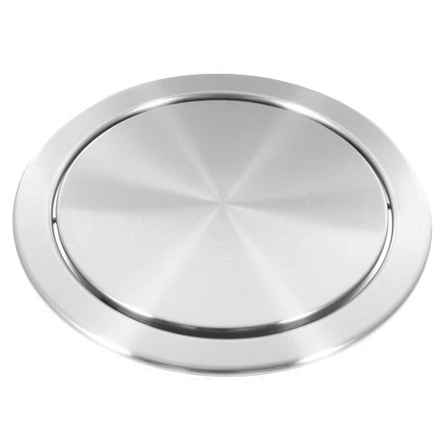 Uonlytech Trash Can Lid Simple Trash Grommet Embedded Countertop Trash Chute Round Cover Swing Flap Trash Bin Lid for Kitchen Bathroom Office