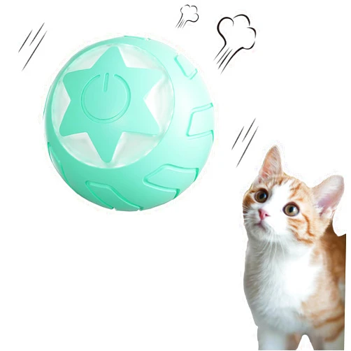 Peticularz Interactive Cat Toy Ball with LED Light, Wloom Automatic Moving Cat Toy Powerball 2.0 for Cats & Dogs, Indoors cats Entertainment & Movement Stimulation, Ideal Toy for Cats Kitten (Blue)