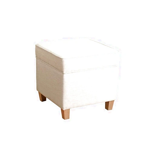Homepop Home Decor | K7342-F2067 | Classic Square Storage Ottoman with Lift Off Lid | Ottoman with Storage for Living Room & Bedroom, Cream Woven