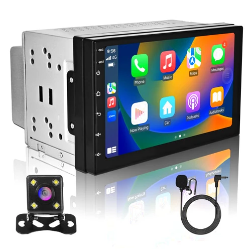 WENMENGDE 7inch Double Din Car Stereo with CarPlay Android Auto Android 2+32GB IPS Touch Screen Car Radio Audio Video Head Unit with Backup Camera Bluetooth WiFi FM MirrorLink DSP MIC GPS Navigation