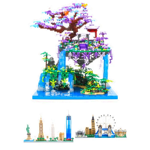 DAFDAG The Moon Palace London New York Skyline Architecture Series Mini Block Set, Gifts for Adults and Children
