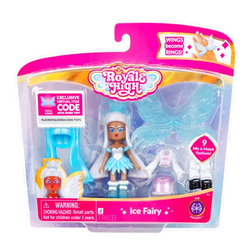 Jazwares Royale High 3” Ice Fairy Fashion Doll - 1 Figure with 9 Fashion Accessories - Virtual Item Code Included - Series 1 - Ages 5+