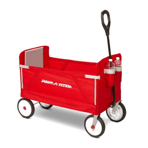 Radio Flyer 3-in-1 EZ Folding Wagon Ride On For Kids, Garden, & Cargo, Red Collapsible Wagon