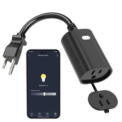 Eva's Light Smart Dimmer Plug, WiFi Outdoor Smart Plug, IP65 Waterproof, 1%-100% Dimmable, 2.4Ghz Wi-Fi, Compatible with Alexa & Google Assistant, No Hub Required, Max 400W, Black