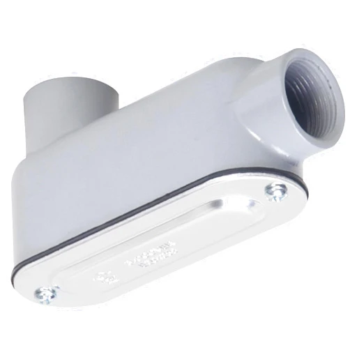 Hubbell TayMac RLB050 Threaded LB Conduit Body, Die Cast Aluminum, Stamped Steel Cover, 1/2-Inch, Gray
