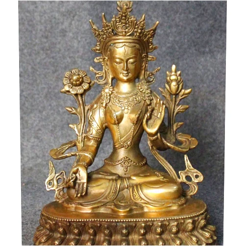 FENGWXINW Figurine Animal Statue Ornaments Chinese Tibetan Buddhism Bronze Lotus Buddha Statue