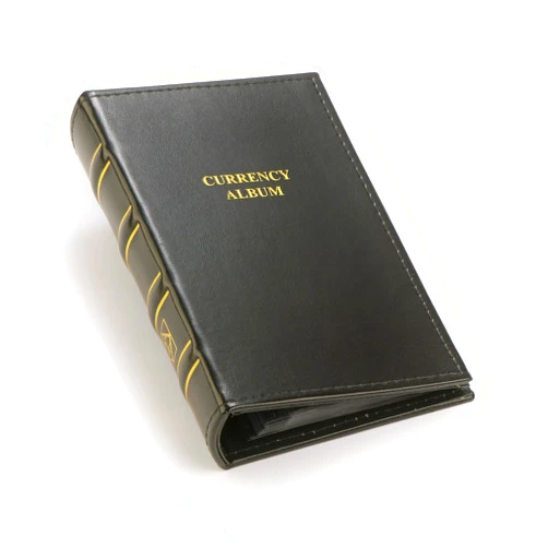 LIGHTHOUSE - Small Currency Album for Un-Graded Raw Banknotes and Currency Sleeves - Classic Leatherette Handmade 3-Ring Binder with 20 Pages - Additional Pages Available (5 3/4