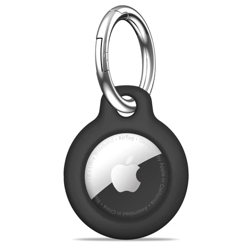 MOLOSLEEVE Airtag Holder Air Tag Case with Keychain, Anti-Scratch Airtags Key Chain for Apple Air Tags, Airtag Accessories for GPS Item Finder Tracker, Black