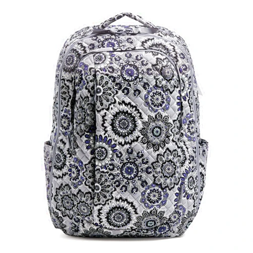 Vera Bradley Women's Cotton Large Travel Backpack Travel Bag, Tranquil Medallion - Recycled Cotton, One Size