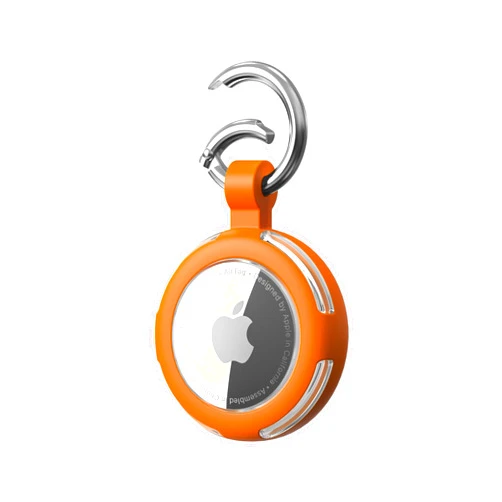 WhoseID Compatible with AirTag Case Keychain, IPX8 Waterproof Air Tag Holder, Silicone AirTags Cases with Key Ring Apple GPS Item Finders Accessories (Orange)