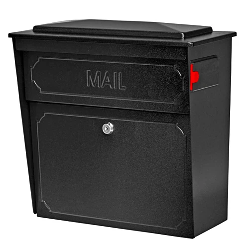 Mail Boss 7172 Townhouse Locking Security Wall Mount Mailbox, Black, Pack of 1