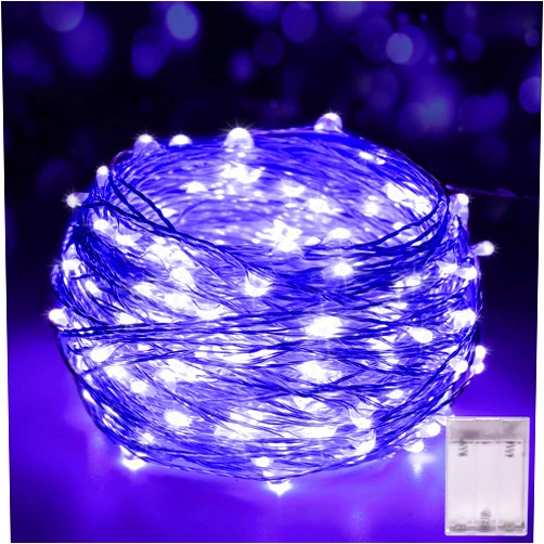 Smacen Led Fairy Lights Battery Operated, 16.4FT LED UV Black Lights, Flexible Blacklight Fixtures,Battery Powered Copper Wire Starry String Lights for Glow Party, Body Paint, Halloween Décor