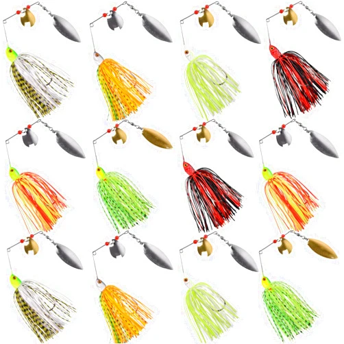 JSHANMEI Fishing Lures Spinnerbait, Bass Fishing Lure Spinner Baits Kit Hard Metal Multicolor Buzzbait Spinnerbait Jigs for Bass Pike Trout Salmon