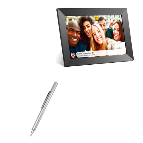 BoxWave Stylus Pen Compatible with Anyuse Digital Picture Frame (10.1 in) - FineTouch Capacitive Stylus, Super Precise Stylus Pen - Metallic Silver
