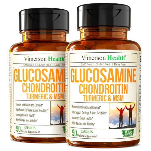 Vimerson Health Glucosamine Chondroitin MSM and Turmeric Supplement - Joint Support Supplement for Women & Men with Boswellia & Glucosamine Sulfate 1500mg. Used for Cartilage & Joint Health & Flexibility - 2 Pack