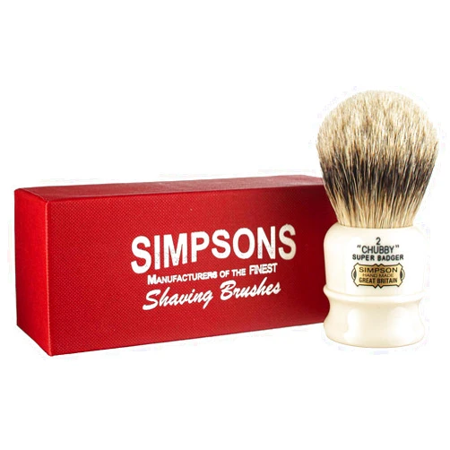 Simpson Shaving Brushes Simpsons Chubby 2 Super Shaving Brush - CH2 High Density Knot, Hand-Turned Ivory Handle Simpson Shaving Brushes - Wet Shave Deluxe Thick & Luxurious Lather Handle Dense & Extra Soft Bristles