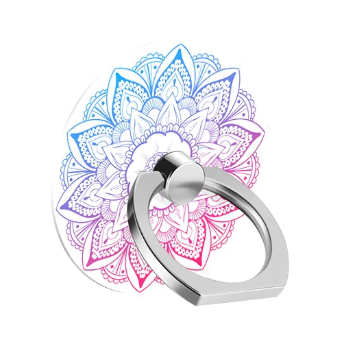 Yicomon Cell Phone Ring Holder Grip, Bohemian Mandala Flower Purple Finger Ring Stand 360 Degree Rotation Universal Cell Phone Back Hand Grip Finger Ring Kickstand