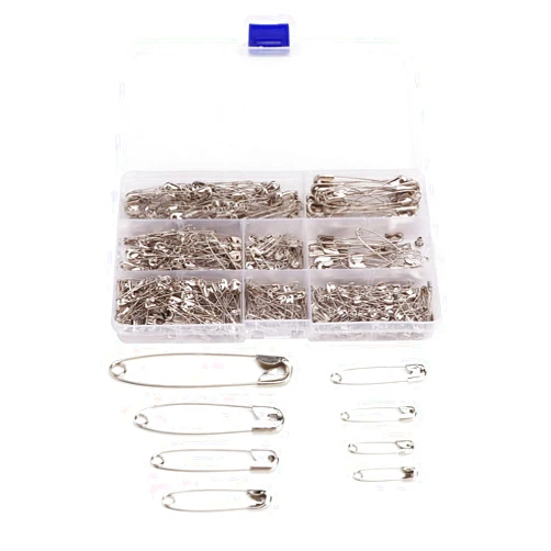 HERCHR 460 Pcs Safety Pins 7 Sizes, Safety Pins for Clothes, Stainless Steel Safe Multifunction Sturdy Reusable for Home Office Use Art Craft Sewing Jewelry Making