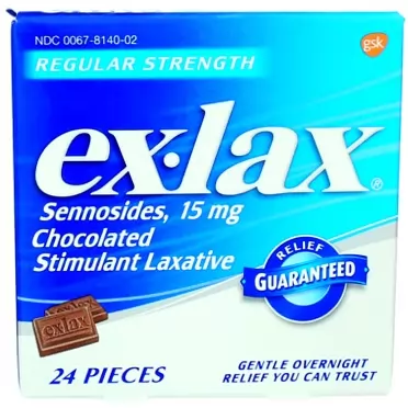Ex-Lax Regular Strength Chocolated Stimulant Laxative, 24 Pieces - Pack of 2