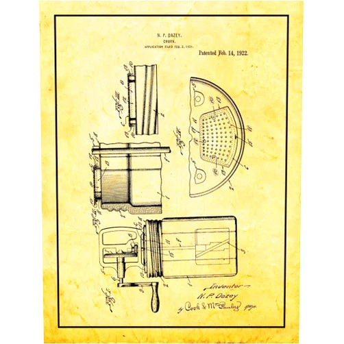 Frame a Patent Churn Patent Print Golden Look with Border (5