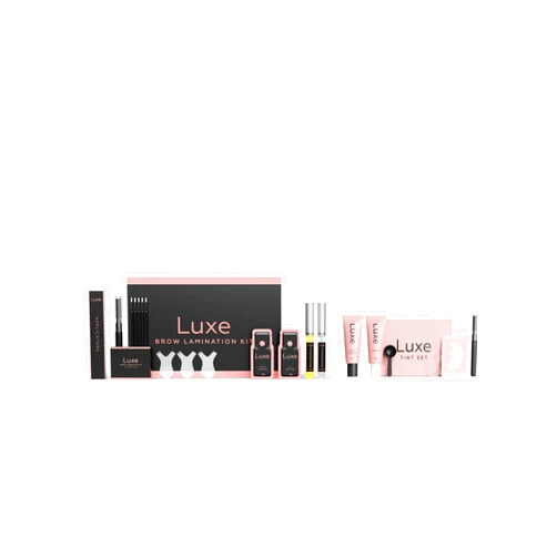 Luxe Cosmetics - Brow Lamination Kit + Brown Color Kit for Eyelashes -Laminated Eyebrows up to 8 Weeks - Complete set DIY at Home - 3 Applications