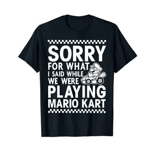 Mario Kart Nintendo Mario Kart Checkered Sorry Graphic T-Shirt T-Shirt