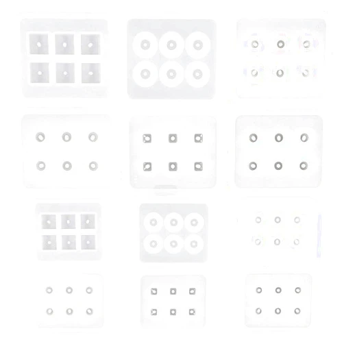 Ozeau 12 Pcs/Set Crystal Epoxy Resin Mold Necklace Beaded Silicone