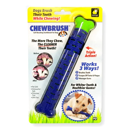 BulbHead Chewbrush Toothbrush Dog Toothbrush and Dog Toy - No Dog Toothpaste Required - Great Dog Teeth Cleaning Toys (1 Pack)