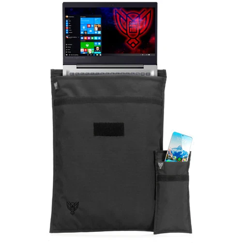 Xtreme Sight Line ~ Xero 1 Small + Large Faraday Sleeve Combo ~ Data Security for Travel ~ Tracking/Hacking Defense ~ 1680 Denier Padded Ballistic Nylon ~ Black