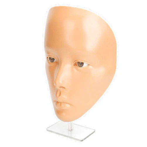 JTLB Makeup Practice Face with Plastic Stand 5D Silicone Full Face Makeup Practice BoardReusable Mannequin Tool for Beginner (Wheat Skin)