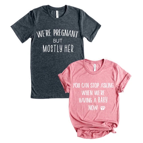 Teeny Fox Funny Pregnancy Announcement T Shirt Mom Dad Mama Maternity Saying Couple Pregnant Matching Shirts