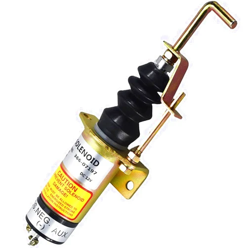 Earlyred 12V Fuel Shut Off Solenoid 1502-12C7U2B2S1 Stop Solenoid Valve 366-07197 SA-3405T Compatible with Lister Petter LPWS LPWT Excavator Engine Genset With Bracket 2 Pins
