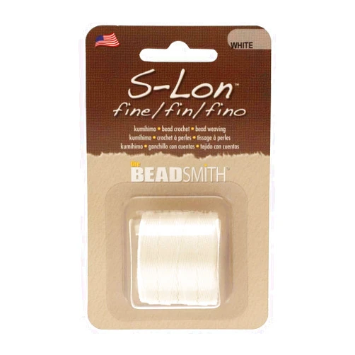The Beadsmith S-Lon Fine Nylon Cord – White Color – TEX135, .4mm Diameter, 118 Yards Spools – for Stringing Beading Crochet, Micro-Macrame Jewelry & Kumihimo Projects