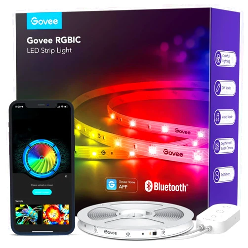 Govee RGBIC LED Strip Lights, 32.8ft Smart LED Lights for Bedroom, Bluetooth LED Lights APP Control, DIY Multiple Colors on One Line, Color Changing LED Strip Lighting Music Sync, Halloween Decor