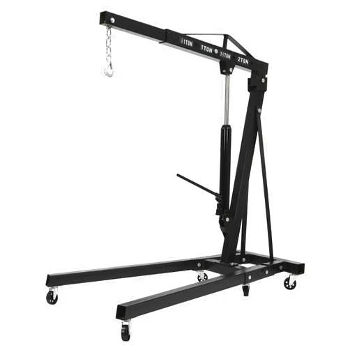 Fronimo 4400Lbs Engine Hoist 2 Ton Folding Picker Shop Crane Lift with Six Universal Wheels Hydraulic Crane for Car Fixing Workshops Garages Lifting Cars Transmissions Black