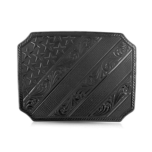 Montana Silversmiths Unisex Dawn's Early Light Star And Stripes Belt Buckle Black One Size