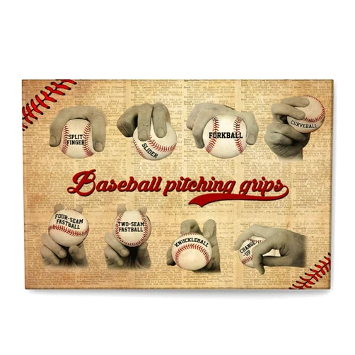 Custom Baseball Poster, Baseball Pitching Grips And Baseball Skills Wall Art Canvas, Home Decor For Husband, Men, Son, Boy, Kid