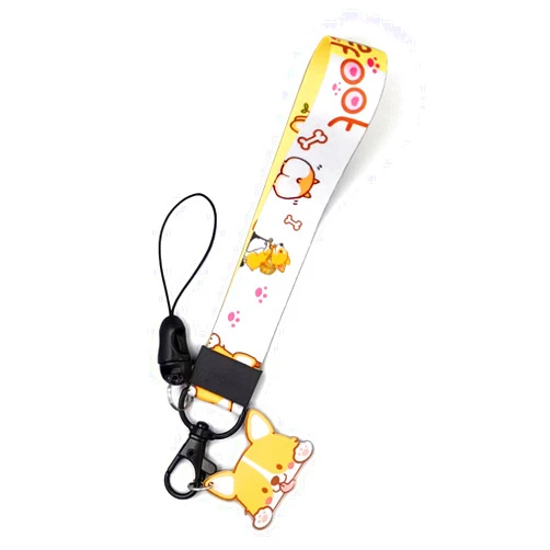 Lanyards Tomorrow.co.uk Corgi Wristlet Strap for Key, Hand Wrist Lanyard Key Chain Holder, Wristlet Keychain for Women and Men, Wrist Lanyard for Keys,Cute Yellow Keychain