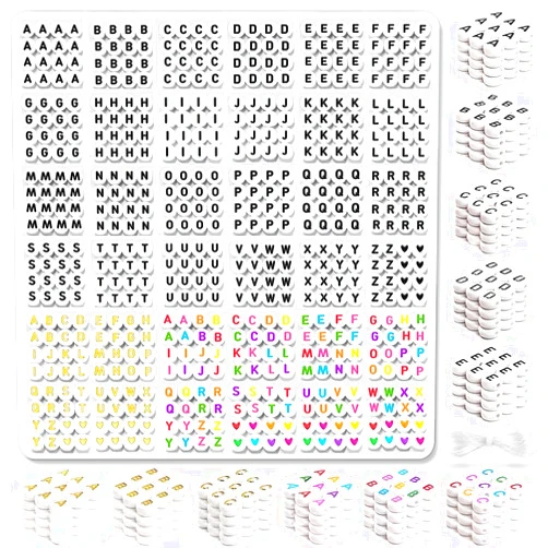 DIYCICO 2080PCS Letter Beads,3 Colors A-Z Alphabet Beads for Jewelry Making Friendship Bracelets,White Gold Colorful Round Alphabet Beads for Teen Girl Gifts(4x7mm)
