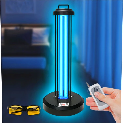 Coospider-repta 38W UV Light, Portable Ultraviolet Light with 3-Gear Timer and Remote Control, 110V UV Light, 99.99% UVC Cleaning Lamp for Home, Office, Hotel, School
