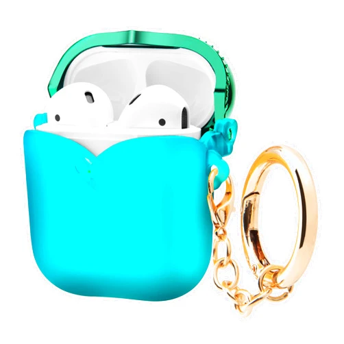 HNSMART Cute Lovely AirPods Case Cover, Soft Silicone Protective Cover with Keychain for Women Men Girl Compatible with Apple AirPods 2nd 1st Generation Charging Case, Scratch Proof and Drop Proof (Blue)