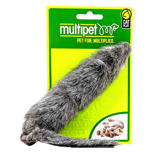 Multipet Long Furry Mouse Assorted Colors 5.5in