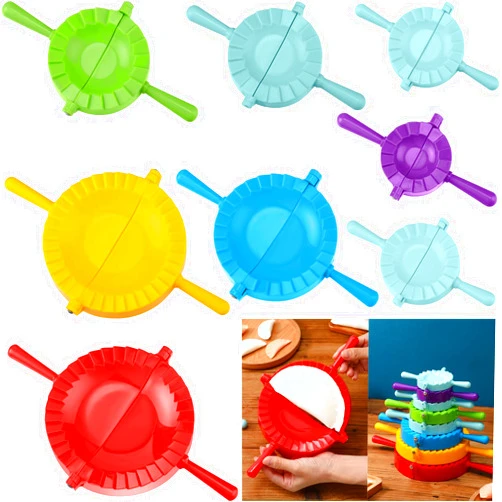 FoldTier 8 Pcs Dumpling Maker Press Empanadas Press Mold Maker Plastic Dumpling Maker Kit Multifunction DIY Dumpling Mold for Pressing Dumpling Skin and Pasta Making Tools, 8 Sizes