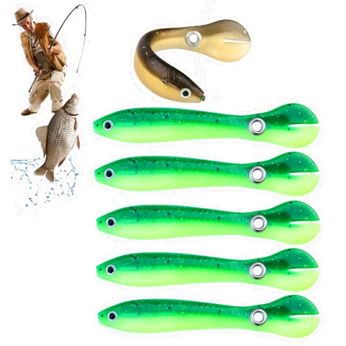 WRSFXV Soft Bionic Fishing Lure, 5/10Pcs Simulation Loach Soft Lure Fishing Bait, Slow Sinking Bionic Swimming Lures, Fishing Soft Plastic Lure, Bionic Fishing Lure for Saltwater & Freshwater (5pcs-E)