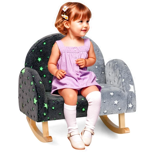 INFANS Kids Sofa with Glow in The Dark, Toddler Rocking Chair with Solid Wooden Frame Anti-Tipping, Upholstered Comfy Foam Children Chair for Kindergarten Playroom Preschool, Gift for Boys Girls