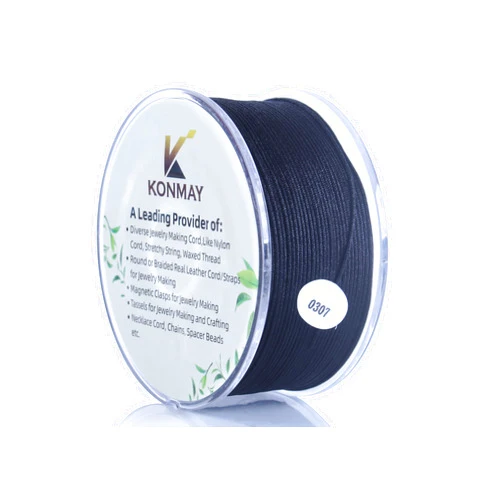 KONMAY 0.8mm Black Nylon String with Case for Bracelets,130 Yards Braided Nylon Satin Cord for Jewelry Making, Beading,Chinese Knotting, Kumihimo, Macramé