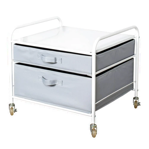 DormCo The Fridge Stand Supreme - Drawer Organization - White Frame with Light Gray Drawers