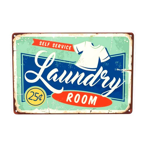 LOVEJIA Laundry Room Sign Vintage Metal Tin Sign Restaurant Advertising Wall Decor, Metal Signs Tin Signs for Bar Pub Club Man Cave 8 x12 inch (CTP-15)