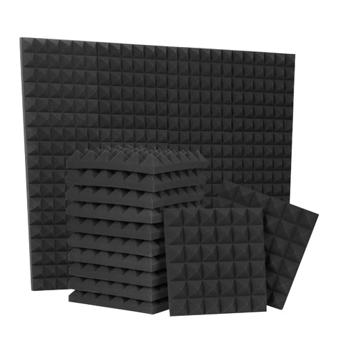 SD SODOCT 24 Pack-12 x 12 x 2 Inches Pyramid Designed Acoustic Foam Panels, Sound Proof Foam Panels Black, High Density and Fire Resistant Acoustic Panels, Sound Panels, Studio Foam for Wall and Ceiling